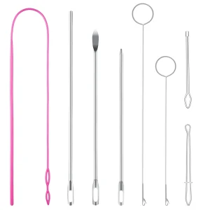 8 Pcs Flexible Drawstring Threader and Loop Turner Sewing Kit for Jackets Coats